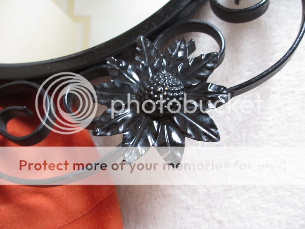 Retro Vintage Gothic Wrought Iron Metal Black Convex Wall Mirror